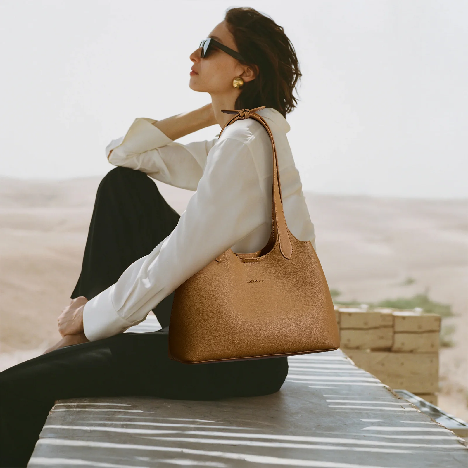 CLAIRE Soft Leather Slouchy Hobo with Adjustable Shoulder Strap - Image 3