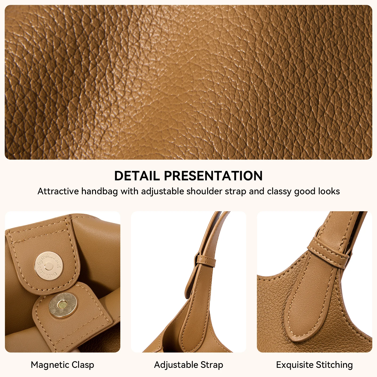 CLAIRE Soft Leather Slouchy Hobo with Adjustable Shoulder Strap - Image 6