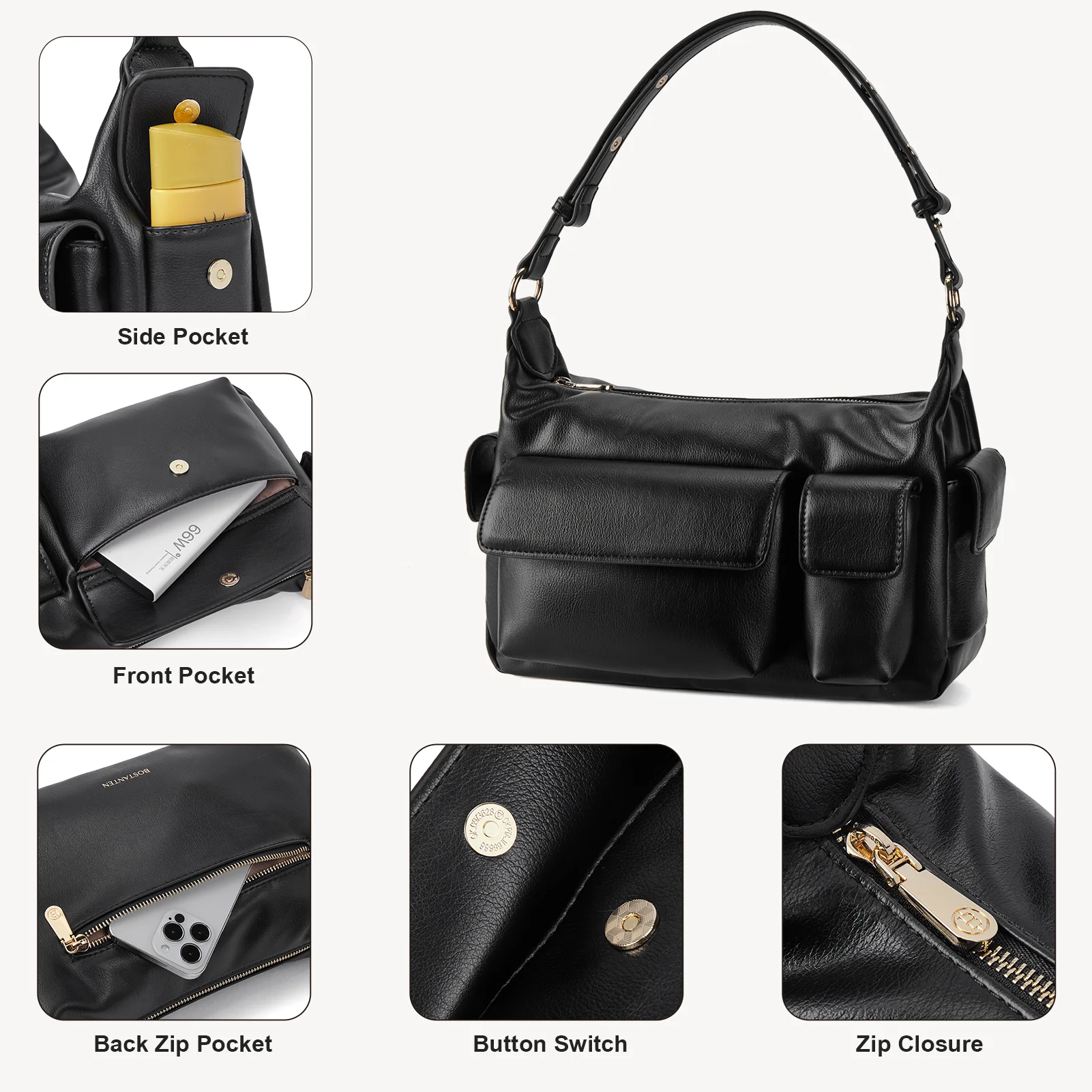 Kweli  Distressed Cargo Pocket Shoulder Bag - Image 20