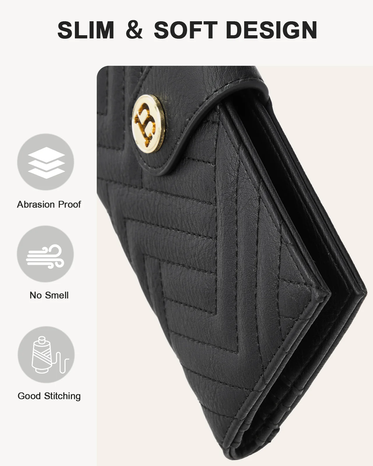 Luna Slim Quilted Leather Bifold Card Wallet - Image 13