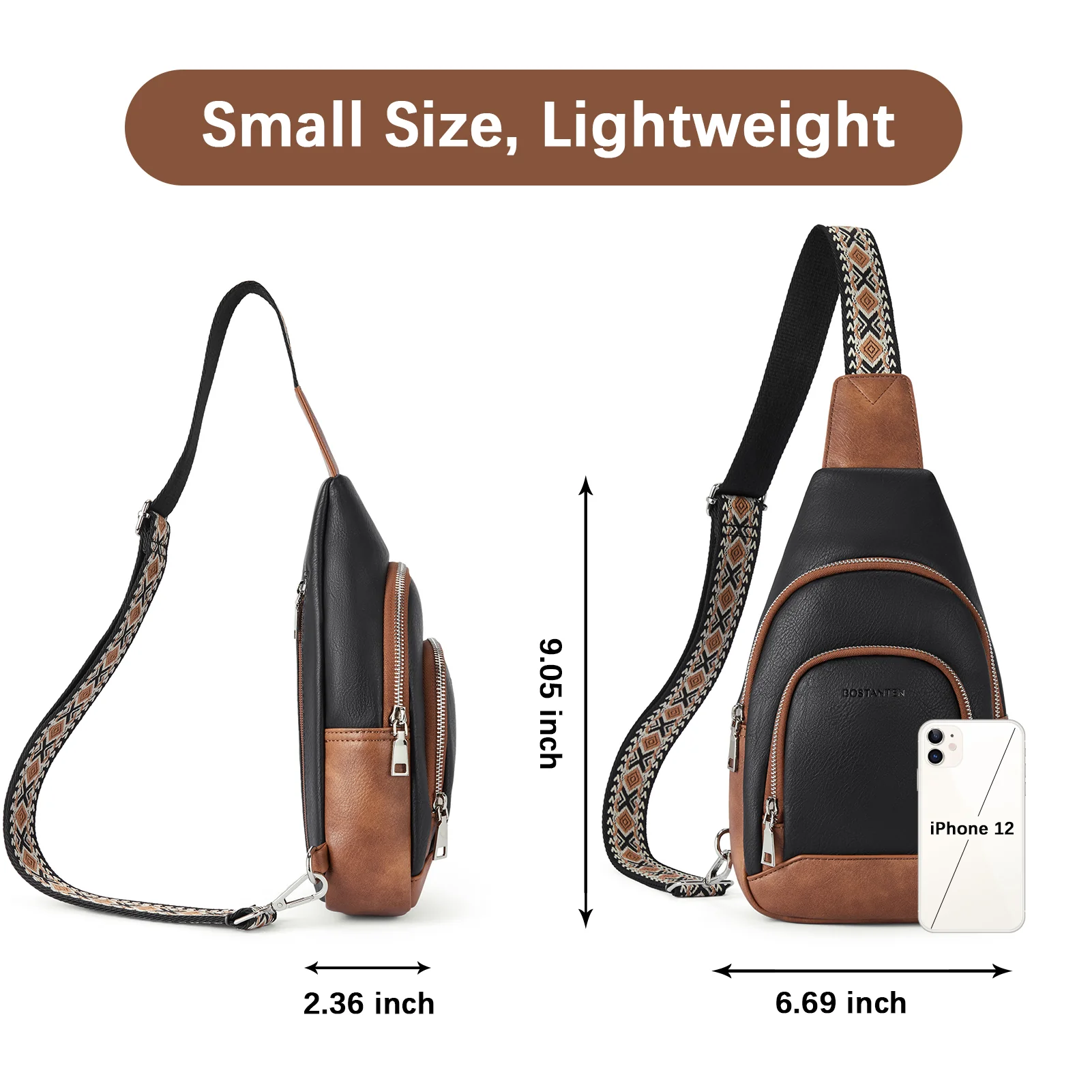 Aurora Embroidered Diamond Print Shoulder Strap Crossbody Bag - Image 11