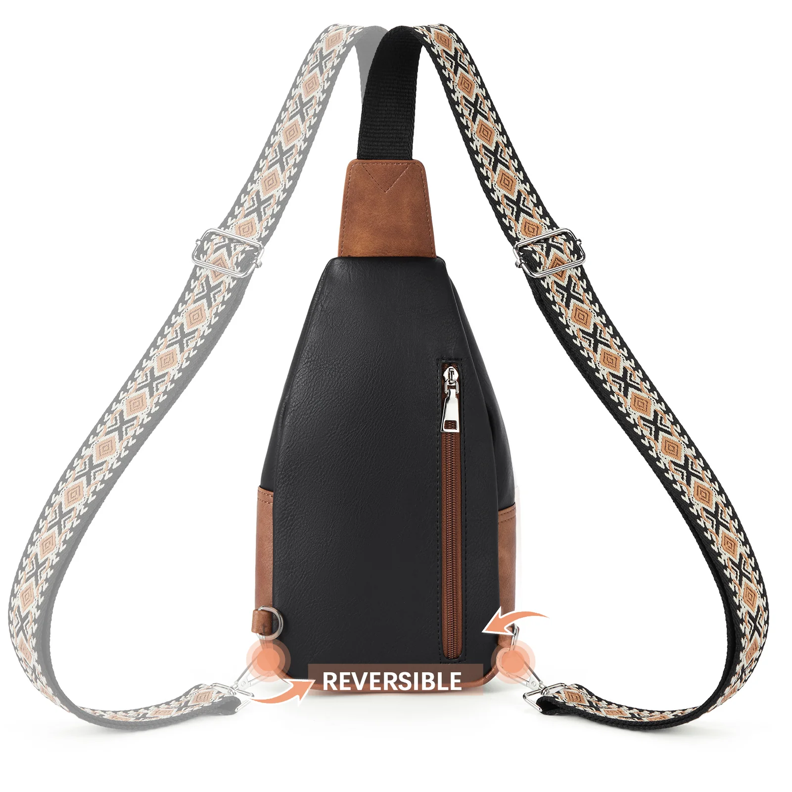 Aurora Embroidered Diamond Print Shoulder Strap Crossbody Bag - Image 14