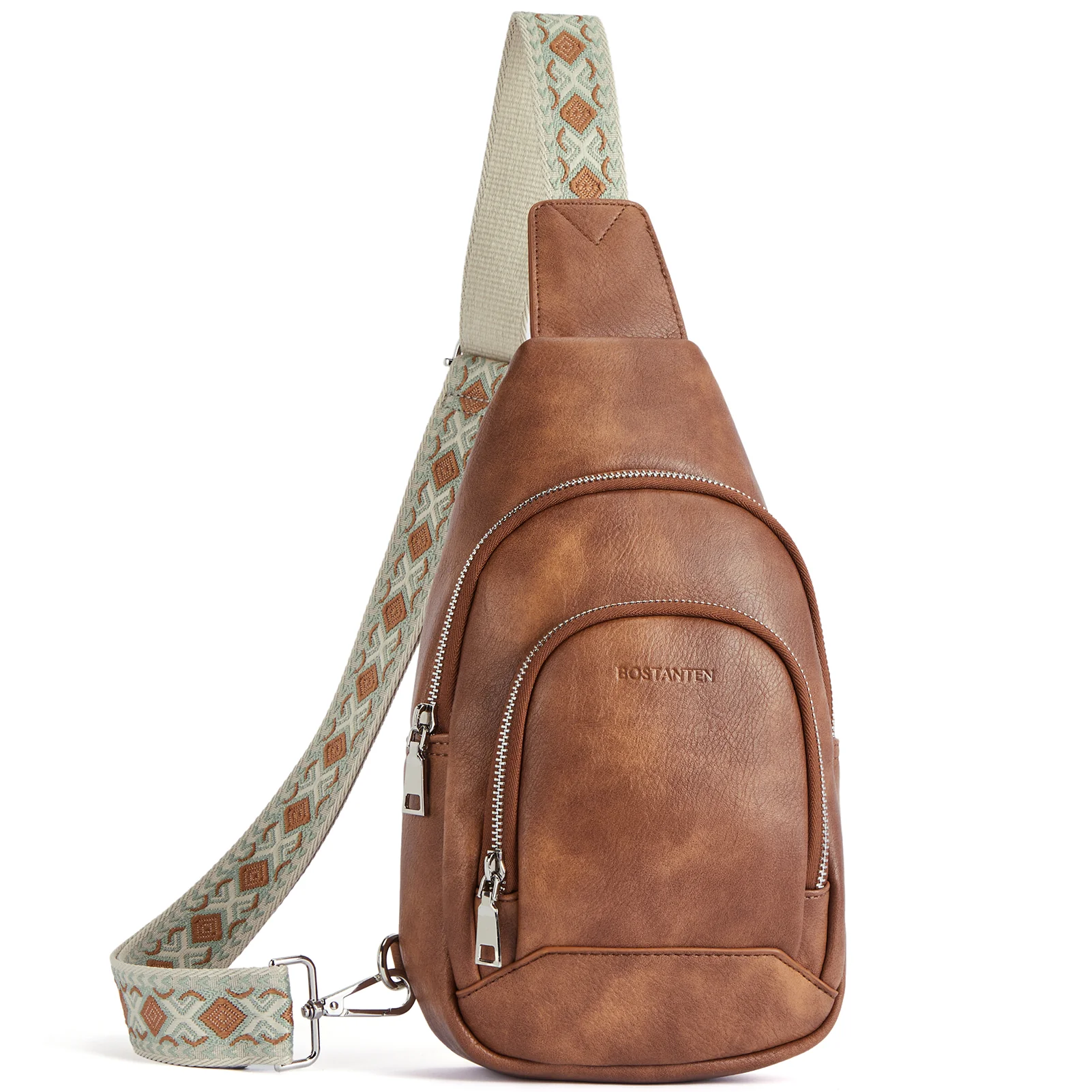 Aurora Embroidered Diamond Print Shoulder Strap Crossbody Bag - Image 17
