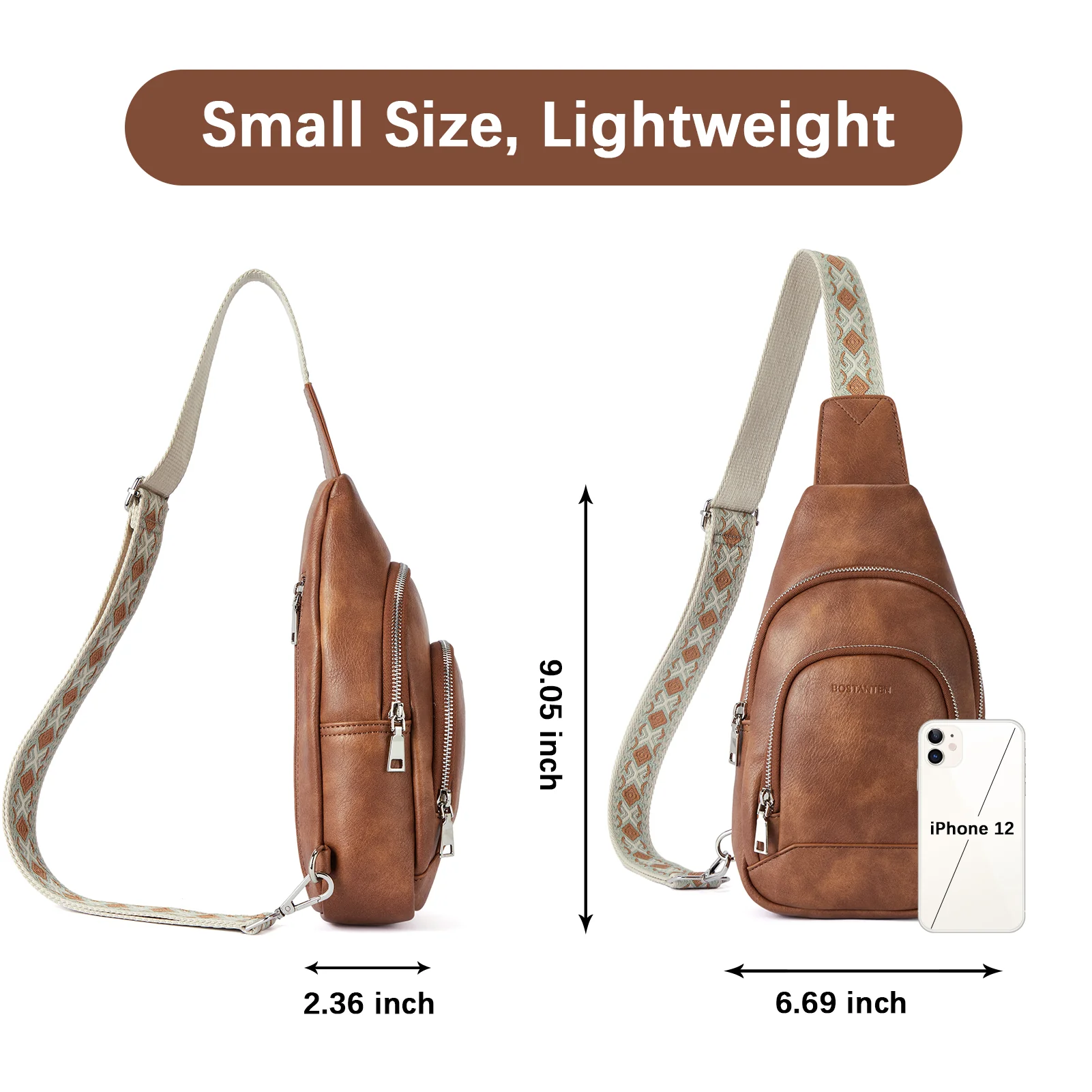 Aurora Embroidered Diamond Print Shoulder Strap Crossbody Bag - Image 18