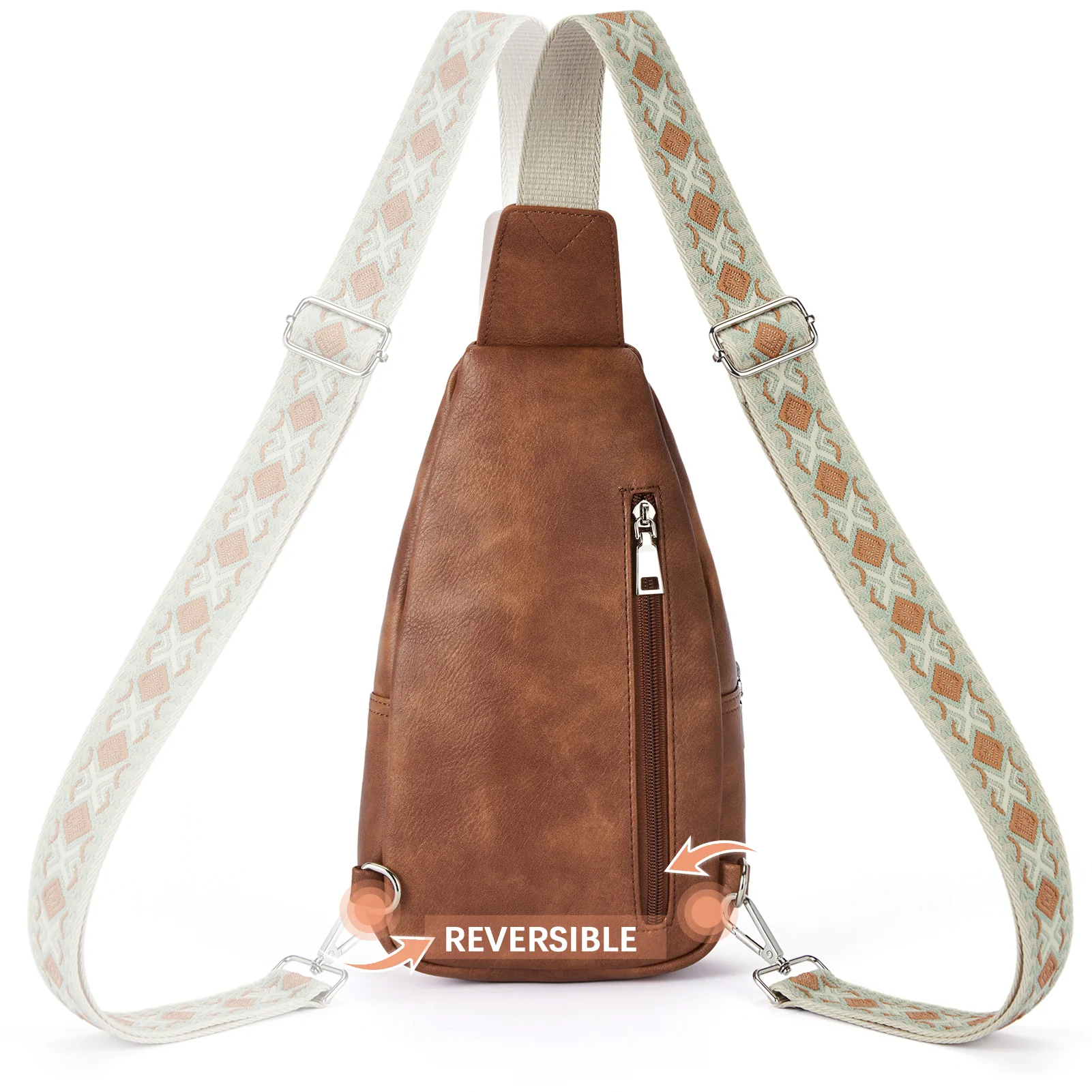 Aurora Embroidered Diamond Print Shoulder Strap Crossbody Bag - Image 23