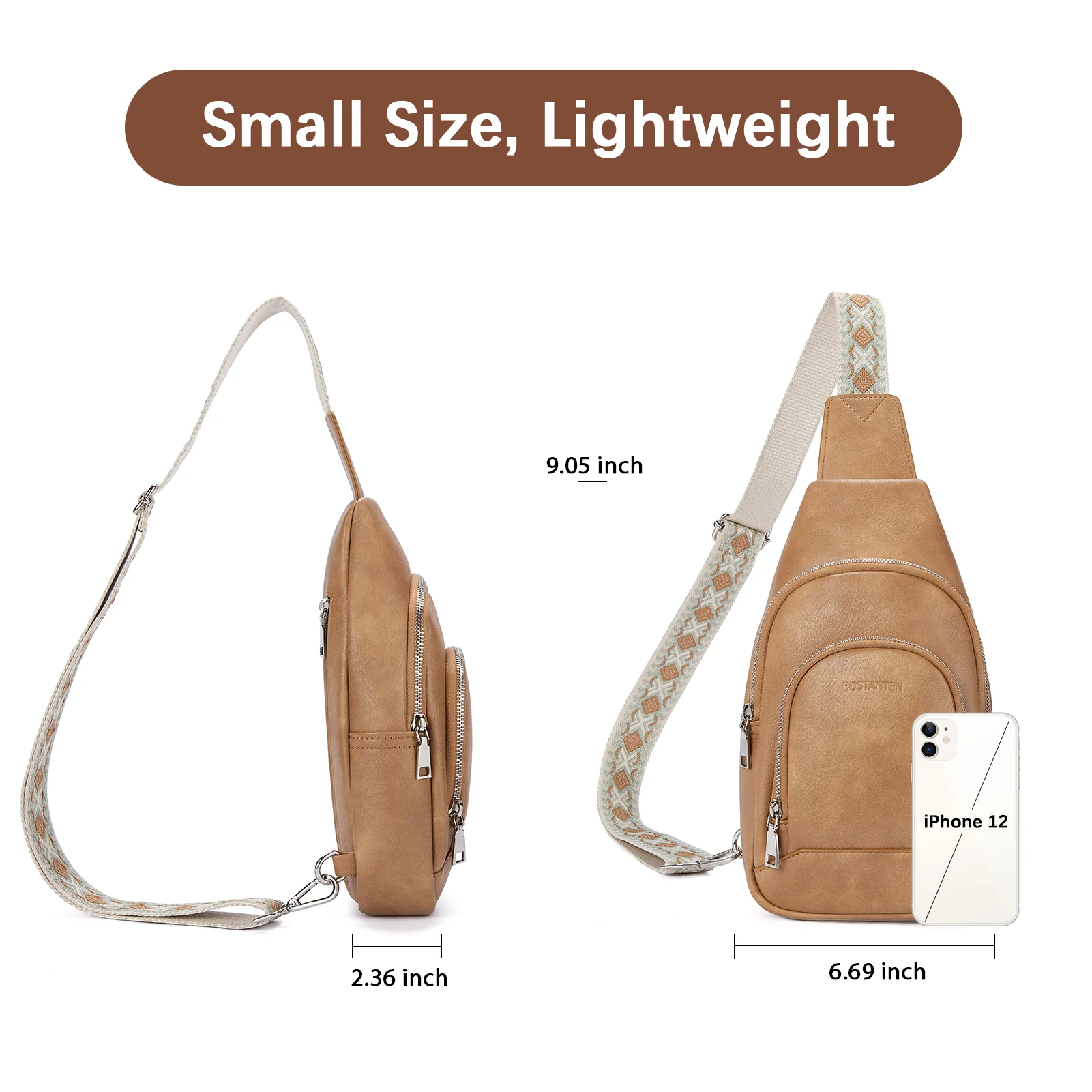 Aurora Embroidered Diamond Print Shoulder Strap Crossbody Bag - Image 25