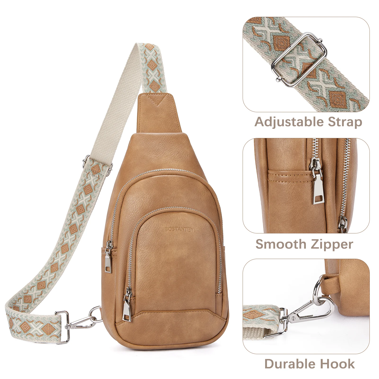 Aurora Embroidered Diamond Print Shoulder Strap Crossbody Bag - Image 29