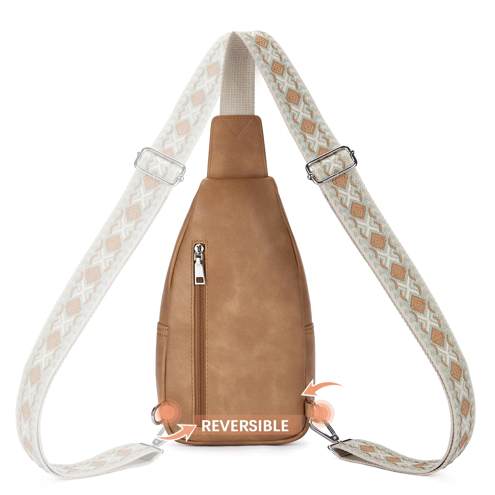 Aurora Embroidered Diamond Print Shoulder Strap Crossbody Bag - Image 30