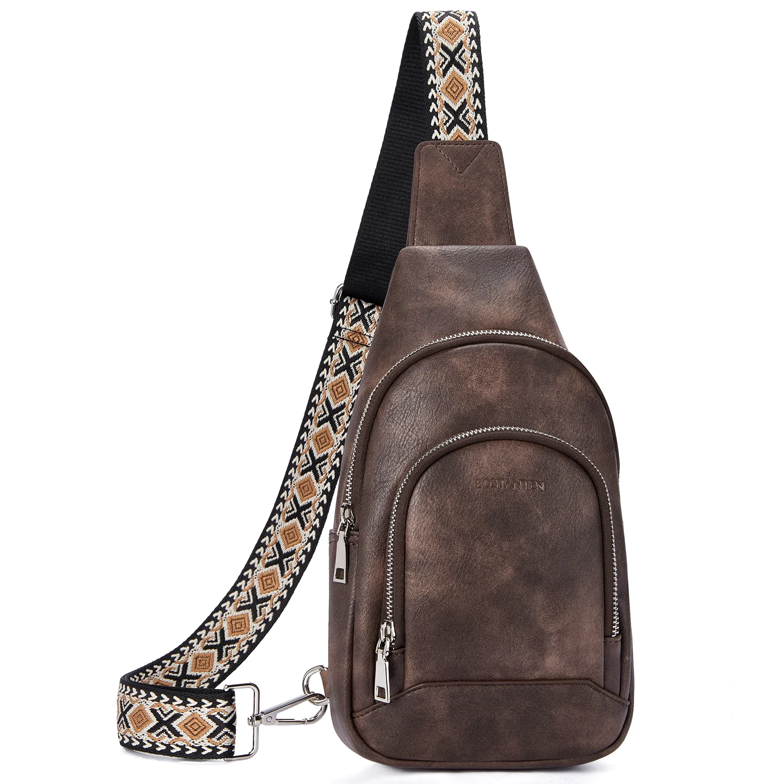 Aurora Embroidered Diamond Print Shoulder Strap Crossbody Bag - Image 31
