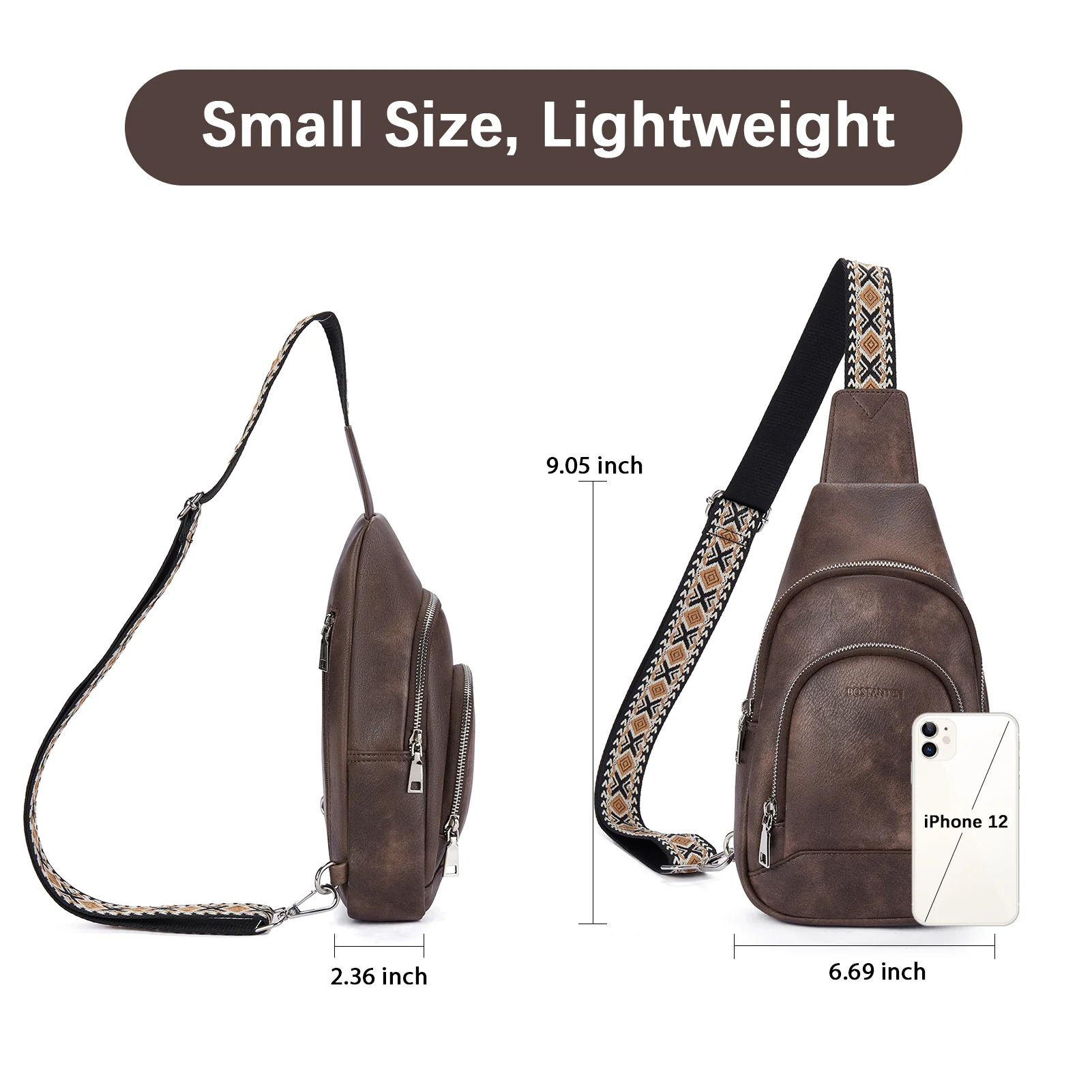 Aurora Embroidered Diamond Print Shoulder Strap Crossbody Bag - Image 32