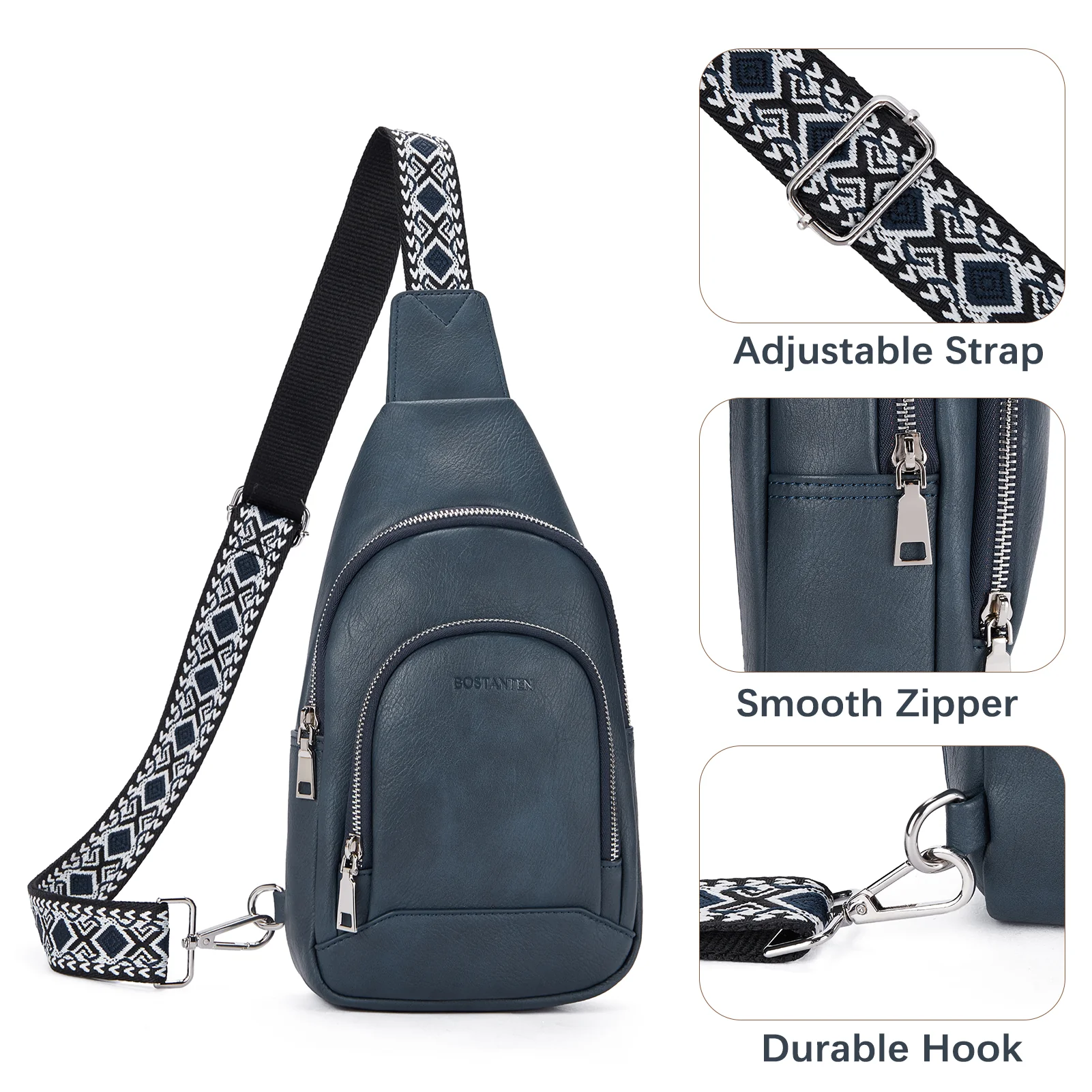 Aurora Embroidered Diamond Print Shoulder Strap Crossbody Bag - Image 39