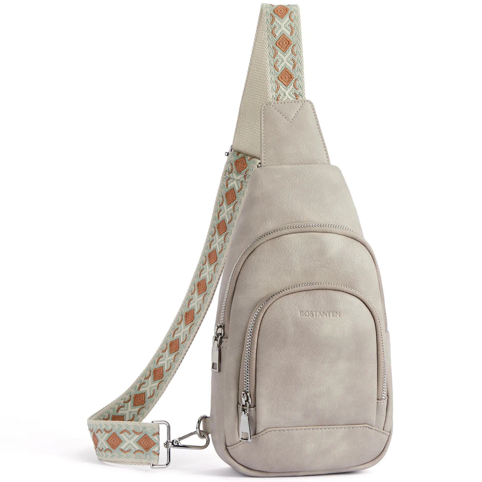 Aurora Embroidered Diamond Print Shoulder Strap Crossbody Bag - Image 45
