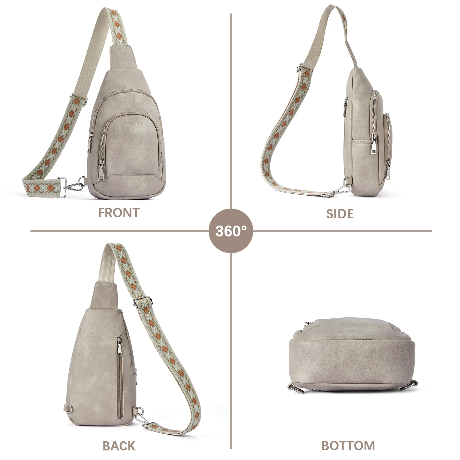 Aurora Embroidered Diamond Print Shoulder Strap Crossbody Bag - Image 50