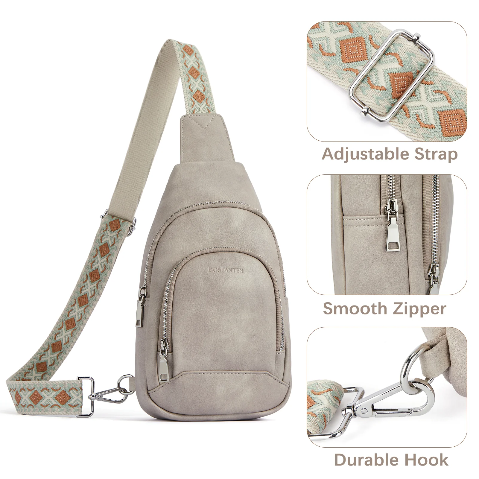 Aurora Embroidered Diamond Print Shoulder Strap Crossbody Bag - Image 51