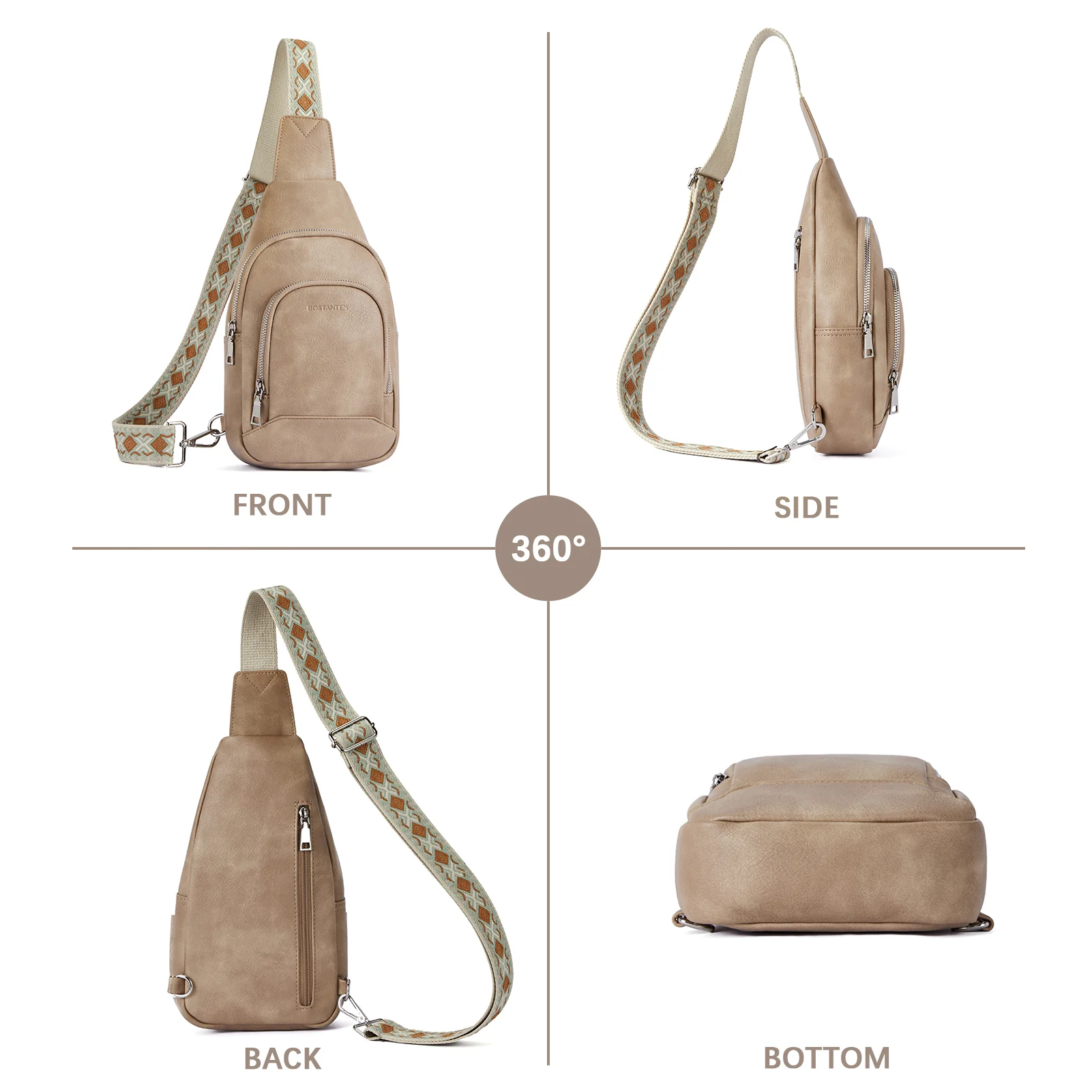 Aurora Embroidered Diamond Print Shoulder Strap Crossbody Bag - Image 52