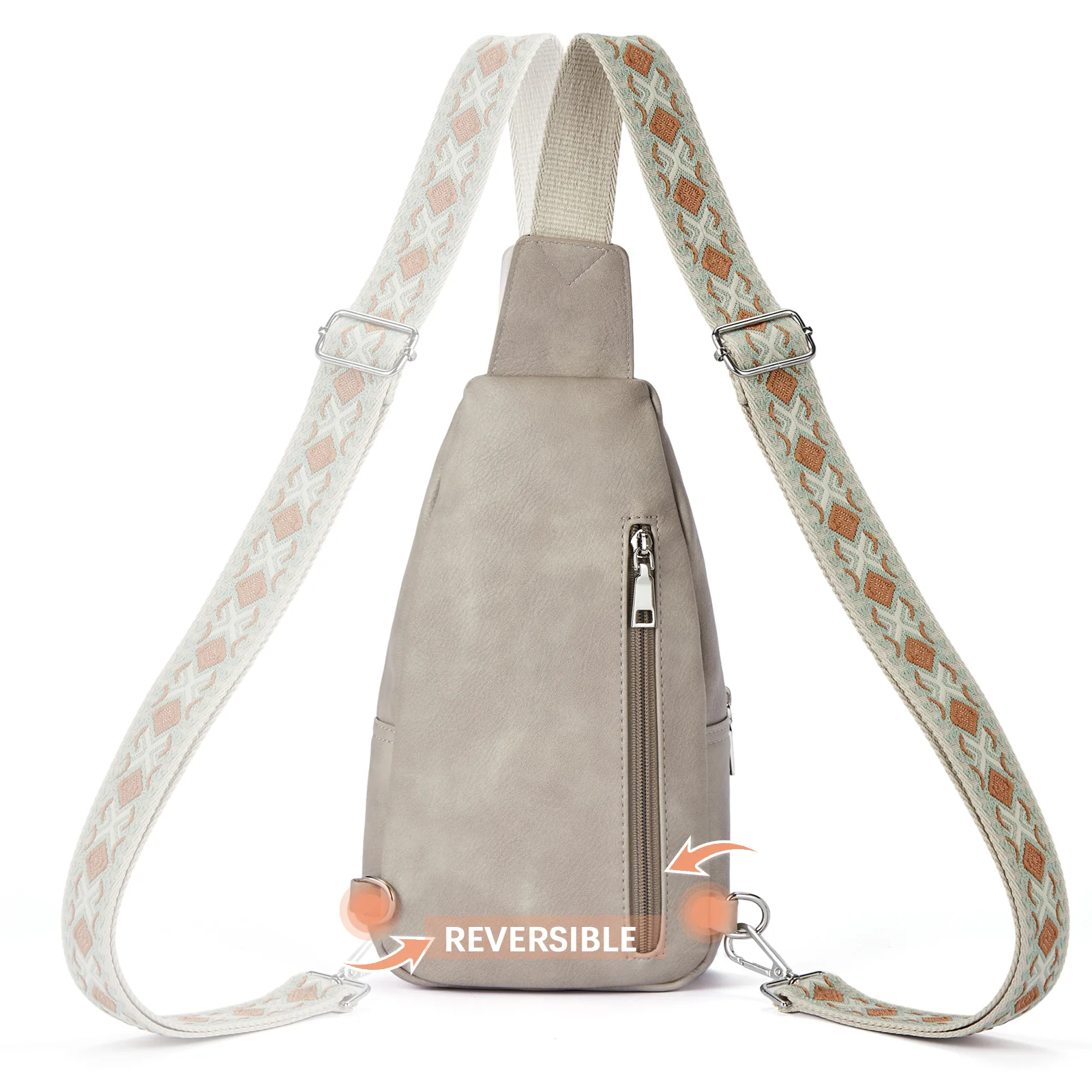 Aurora Embroidered Diamond Print Shoulder Strap Crossbody Bag - Image 56