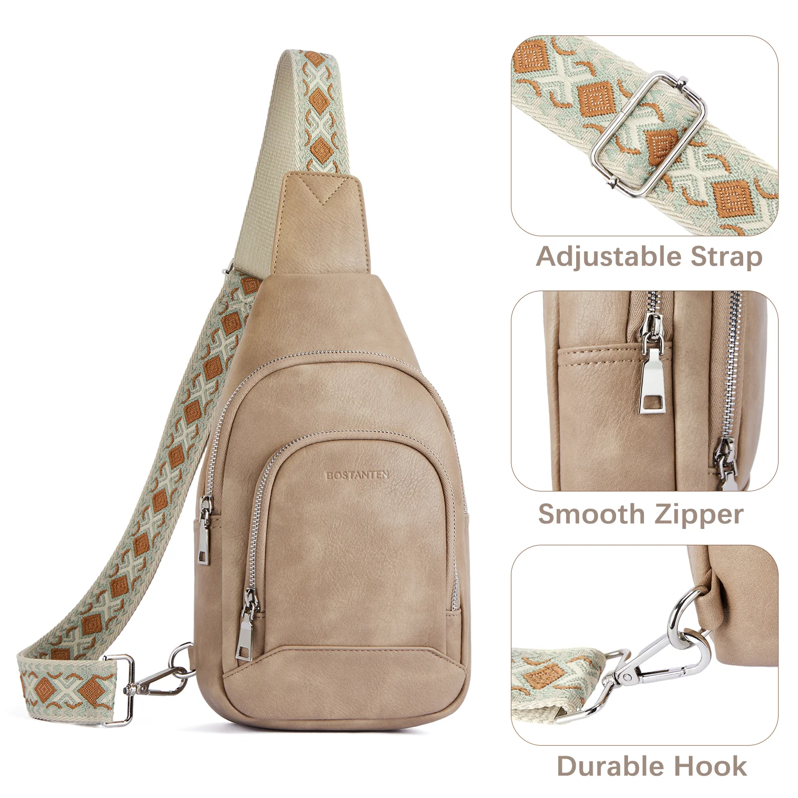 Aurora Embroidered Diamond Print Shoulder Strap Crossbody Bag - Image 57
