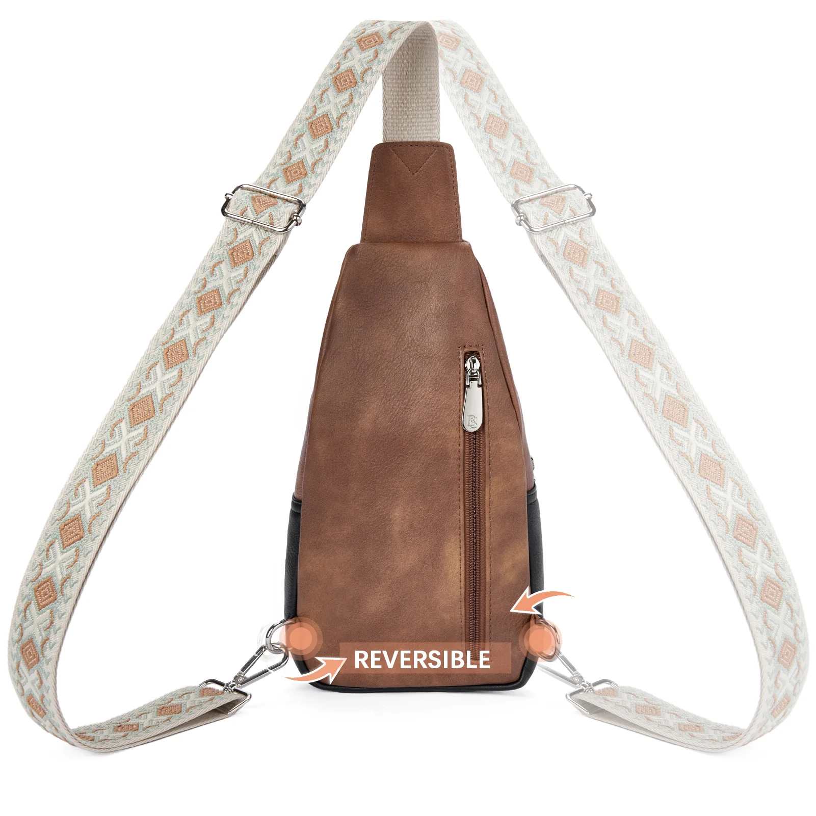 Aurora Embroidered Diamond Print Shoulder Strap Crossbody Bag - Image 66