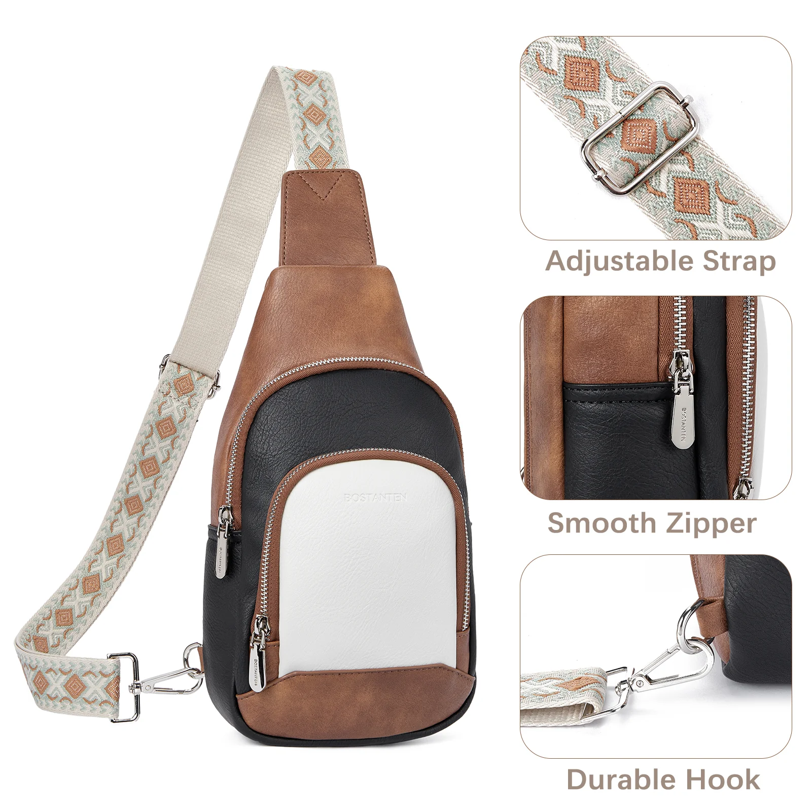 Aurora Embroidered Diamond Print Shoulder Strap Crossbody Bag - Image 68