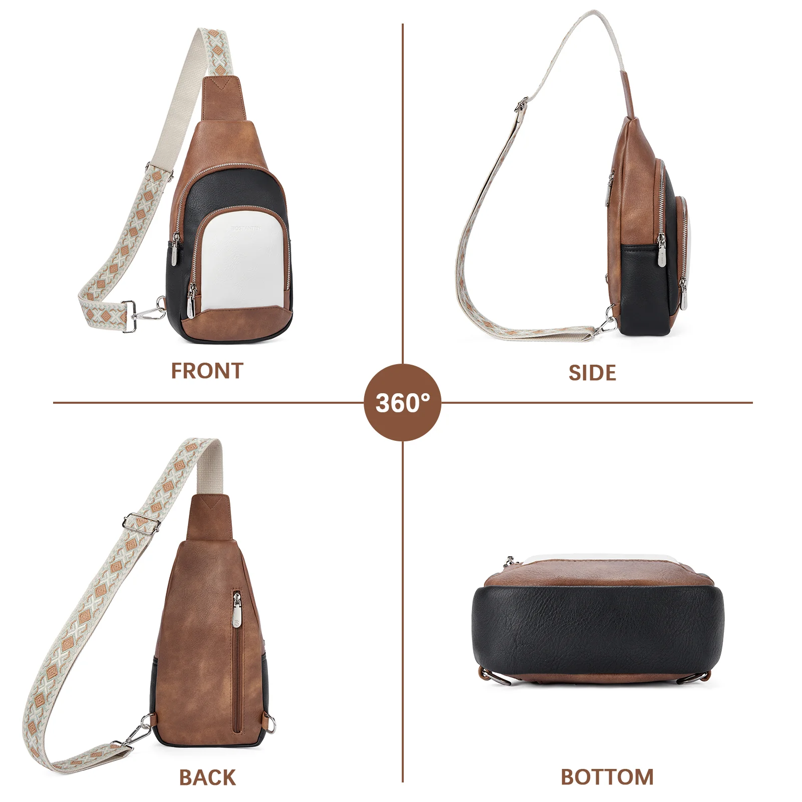 Aurora Embroidered Diamond Print Shoulder Strap Crossbody Bag - Image 69