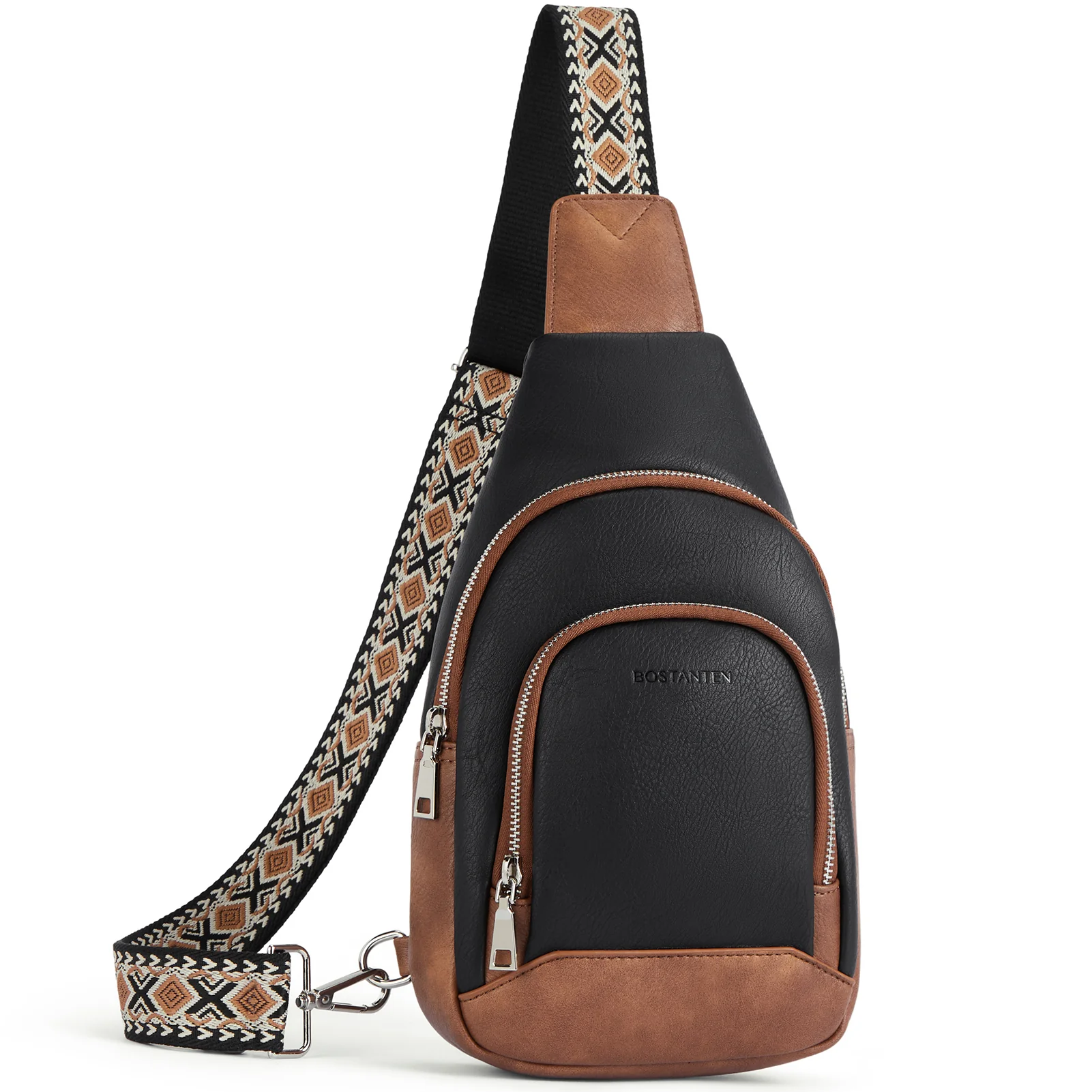 Aurora Embroidered Diamond Print Shoulder Strap Crossbody Bag - Image 9