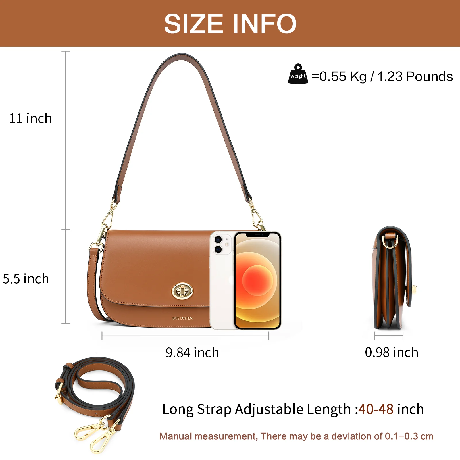 BOSTANTEN Small Crossbody Bag for Women Leather Top-handle Handbag Designer Shouldr Purse - Image 15