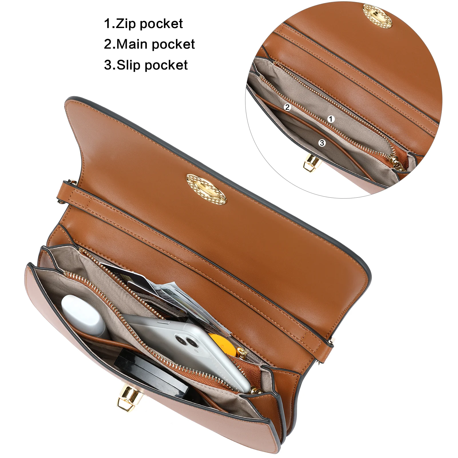 BOSTANTEN Small Crossbody Bag for Women Leather Top-handle Handbag Designer Shouldr Purse - Image 18