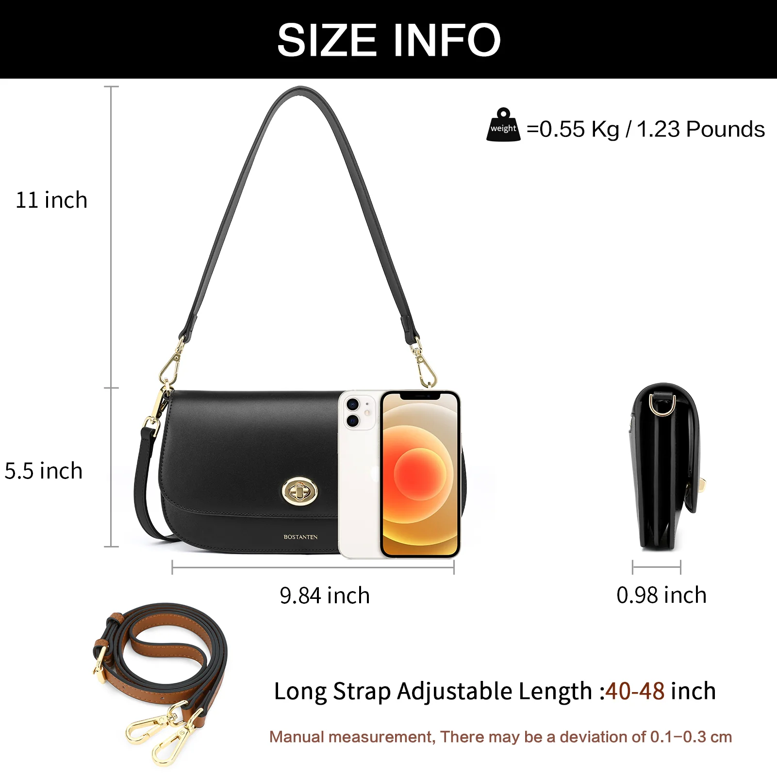 BOSTANTEN Small Crossbody Bag for Women Leather Top-handle Handbag Designer Shouldr Purse - Image 6