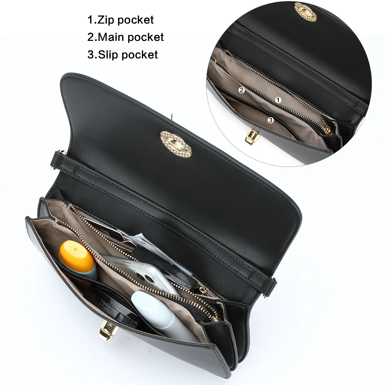 BOSTANTEN Small Crossbody Bag for Women Leather Top-handle Handbag Designer Shouldr Purse - Image 9