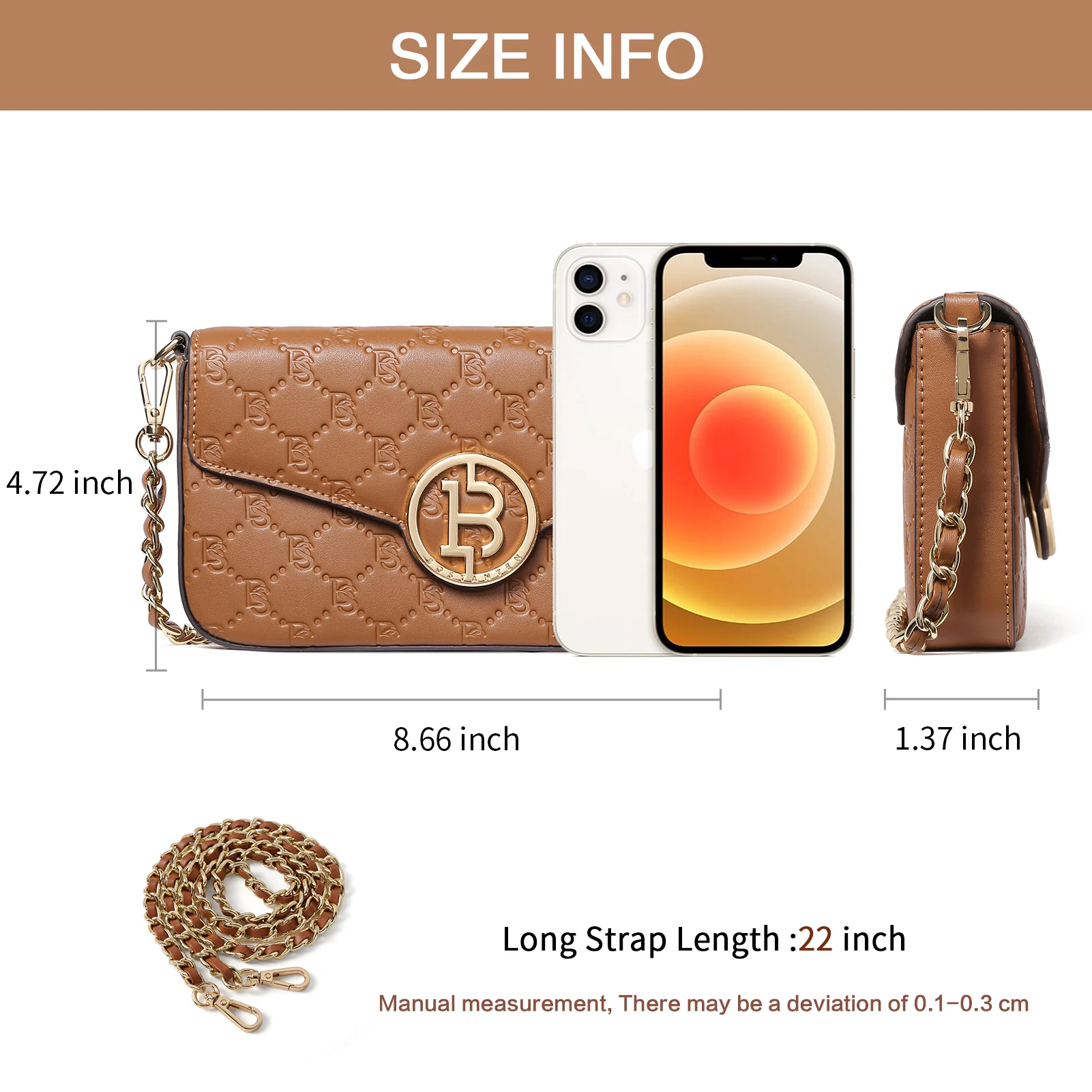 BOSTANTEN Small Crossbody Bags for Women Quilted Leather Designer Shoulder Bag with Chain Strap - Image 12