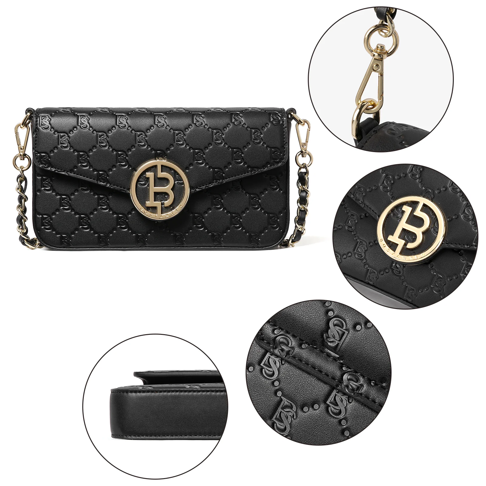 BOSTANTEN Small Crossbody Bags for Women Quilted Leather Designer Shoulder Bag with Chain Strap - Image 3