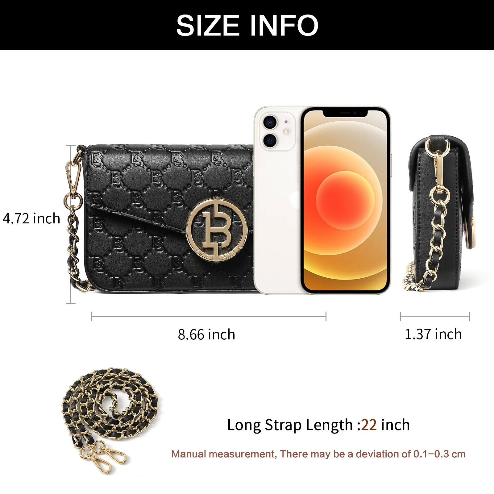 BOSTANTEN Small Crossbody Bags for Women Quilted Leather Designer Shoulder Bag with Chain Strap - Image 6