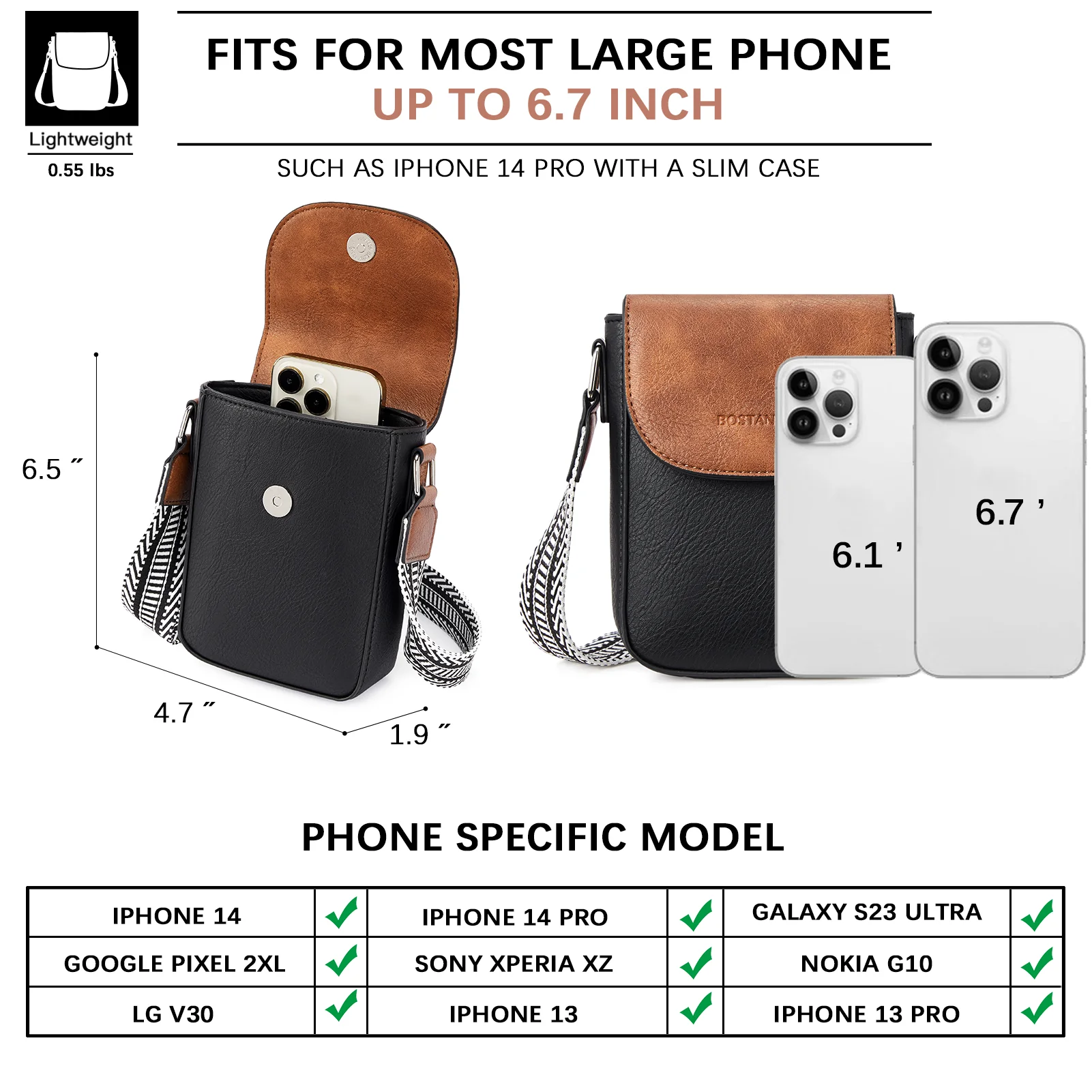 Phone Crossbody Bag - Magnetic Front Flap - Image 13