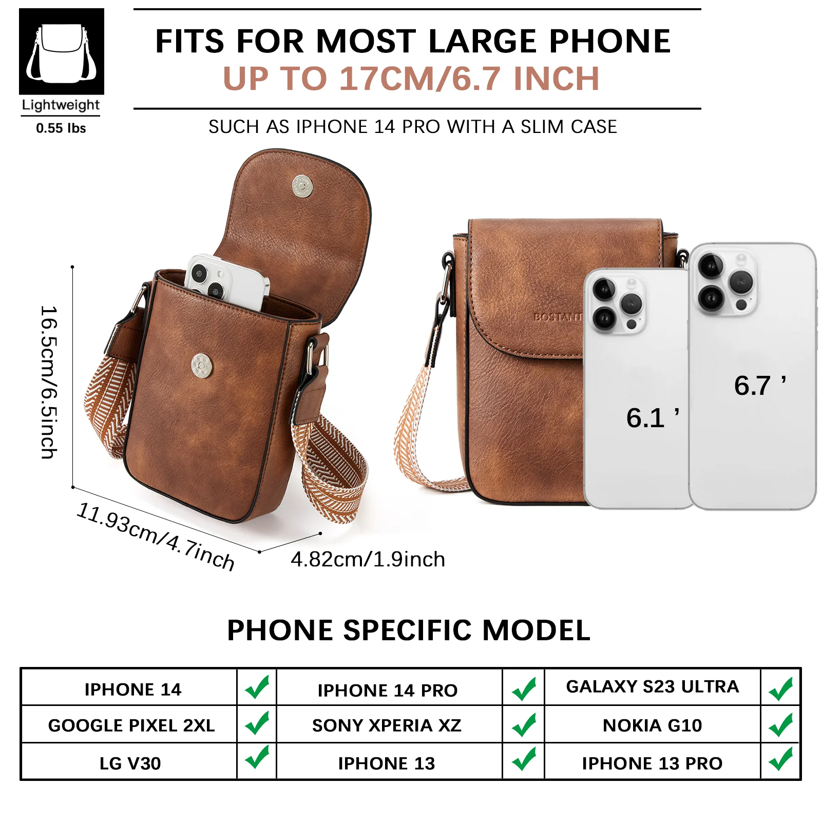 Phone Crossbody Bag - Magnetic Front Flap - Image 22