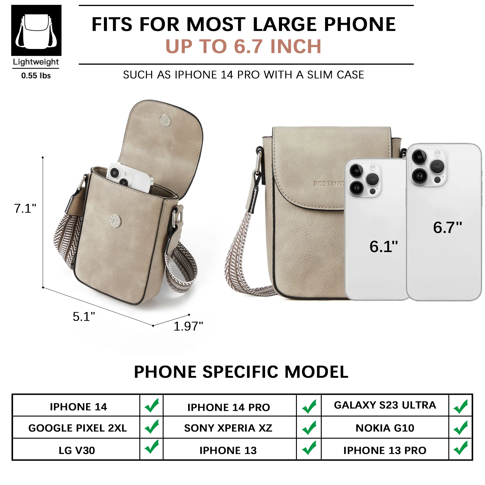 Phone Crossbody Bag - Magnetic Front Flap - Image 45
