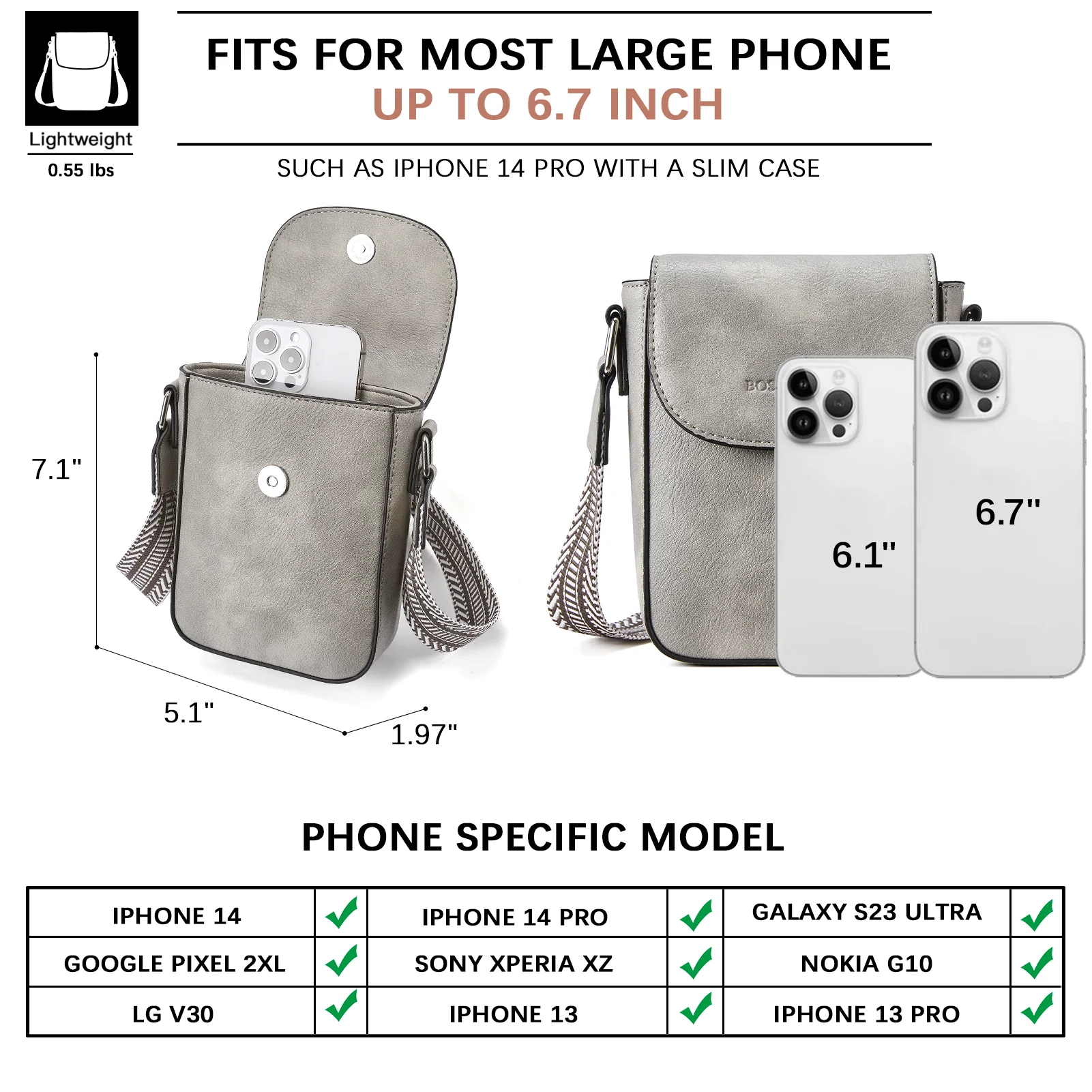 Phone Crossbody Bag - Magnetic Front Flap - Image 51