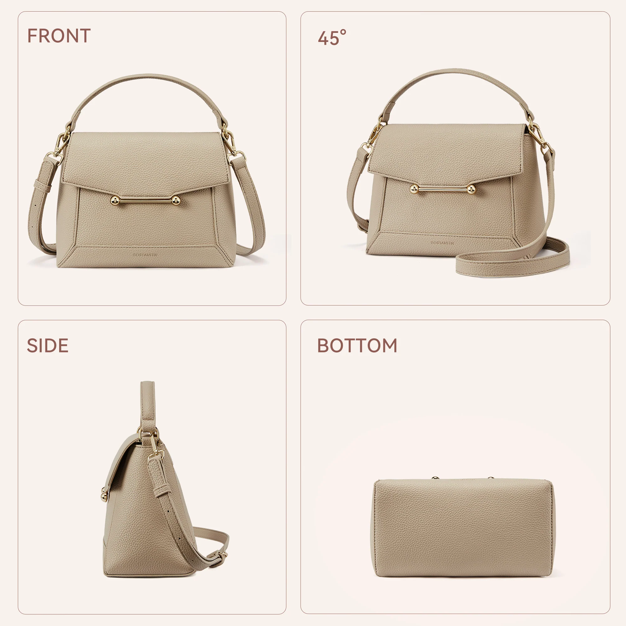 Nevin Small Top Handle Leather Crossbody Satchel with Flap - Image 12