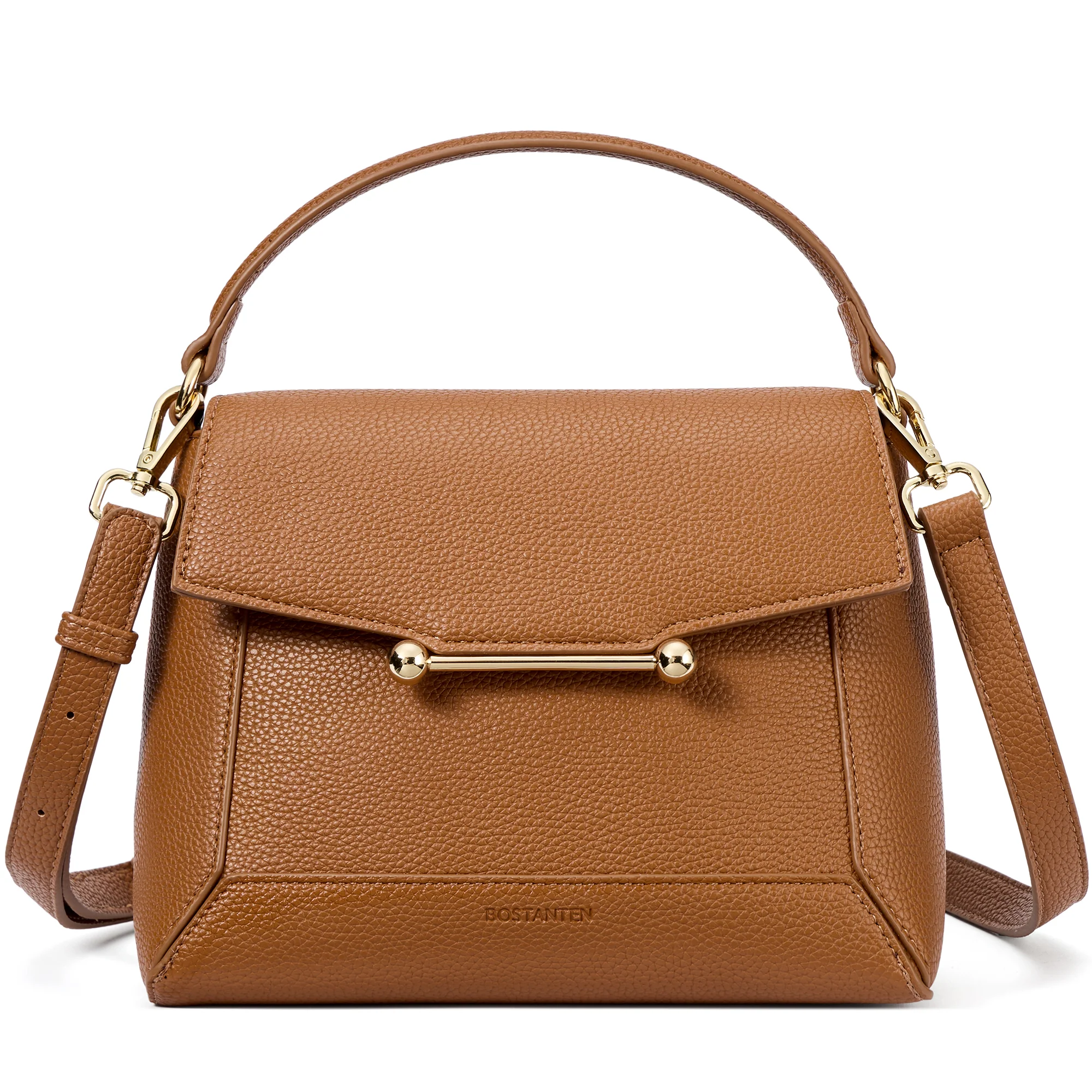 Nevin Small Top Handle Leather Crossbody Satchel with Flap - Image 20