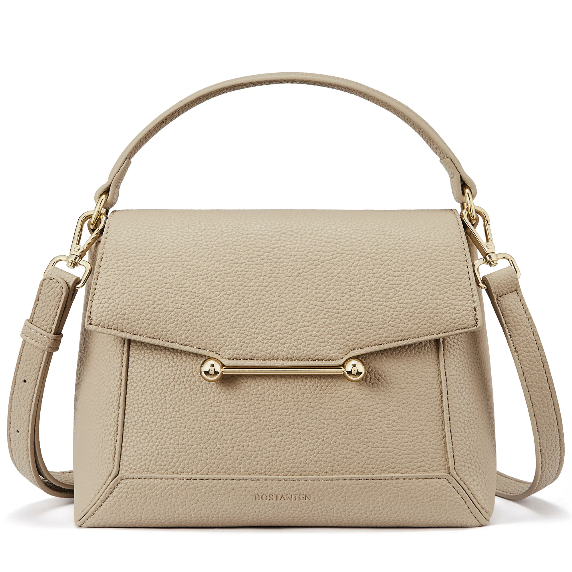 Nevin Small Top Handle Leather Crossbody Satchel with Flap - Image 7