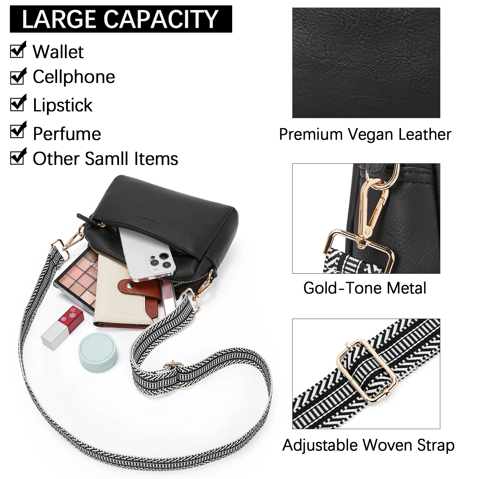 Nola Keep Your Essentials Organized with a Triple Zip Cell Phone Leather Handbag - Image 15
