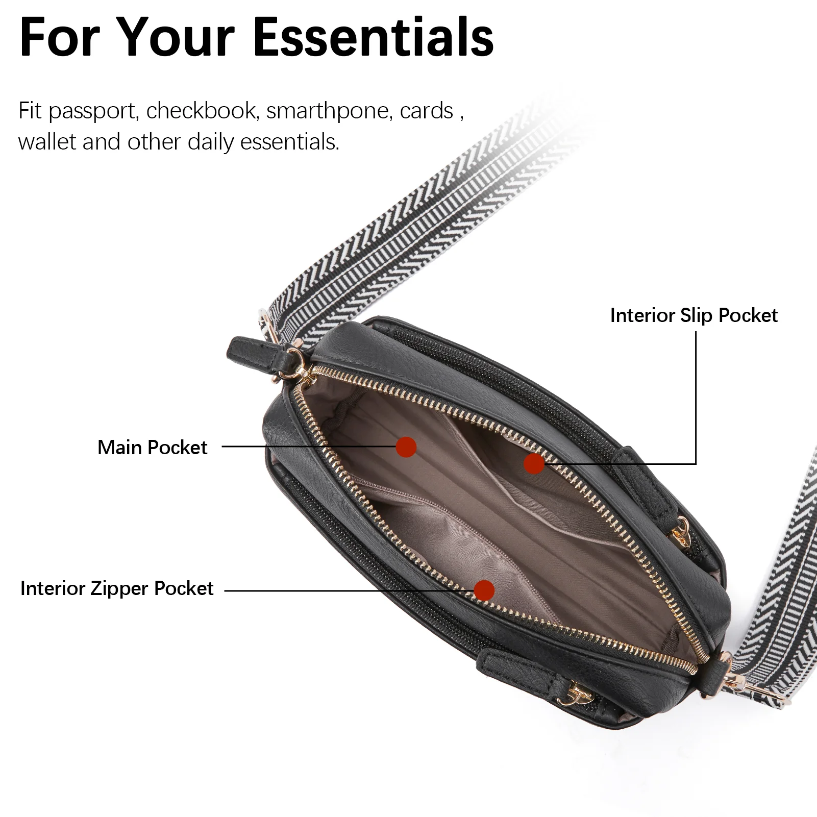 Nola Keep Your Essentials Organized with a Triple Zip Cell Phone Leather Handbag - Image 16