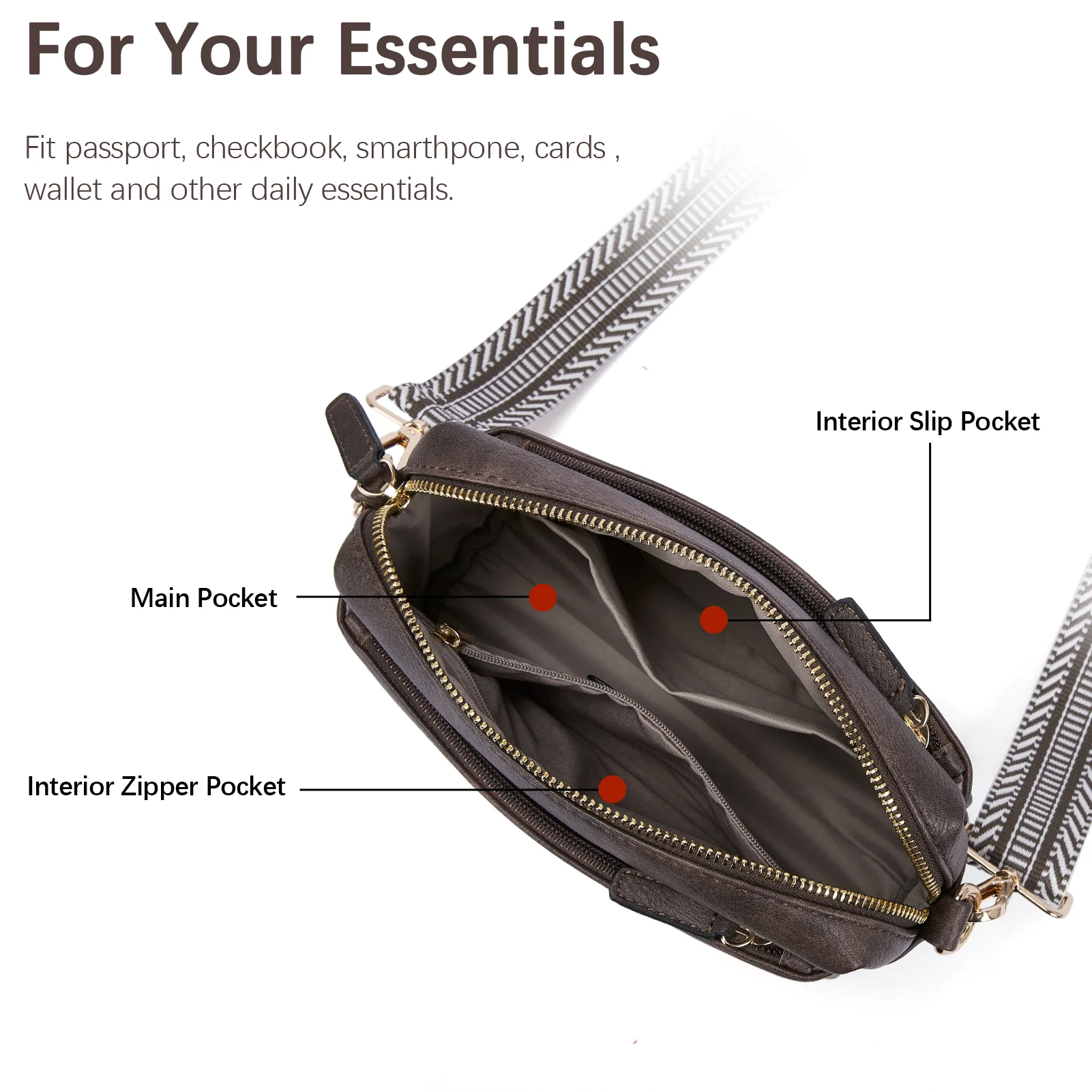 Nola Keep Your Essentials Organized with a Triple Zip Cell Phone Leather Handbag - Image 30