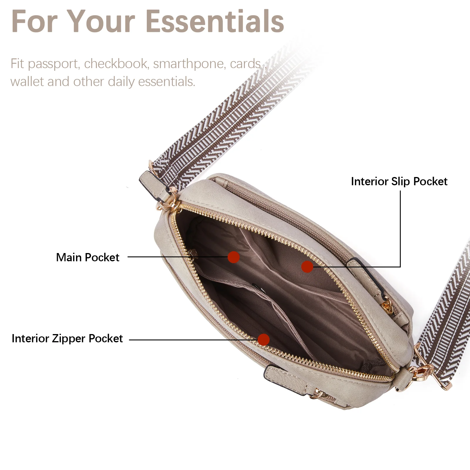 Nola Keep Your Essentials Organized with a Triple Zip Cell Phone Leather Handbag - Image 34