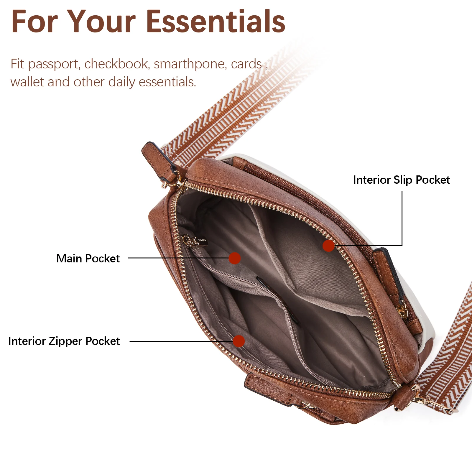 Nola Keep Your Essentials Organized with a Triple Zip Cell Phone Leather Handbag - Image 42