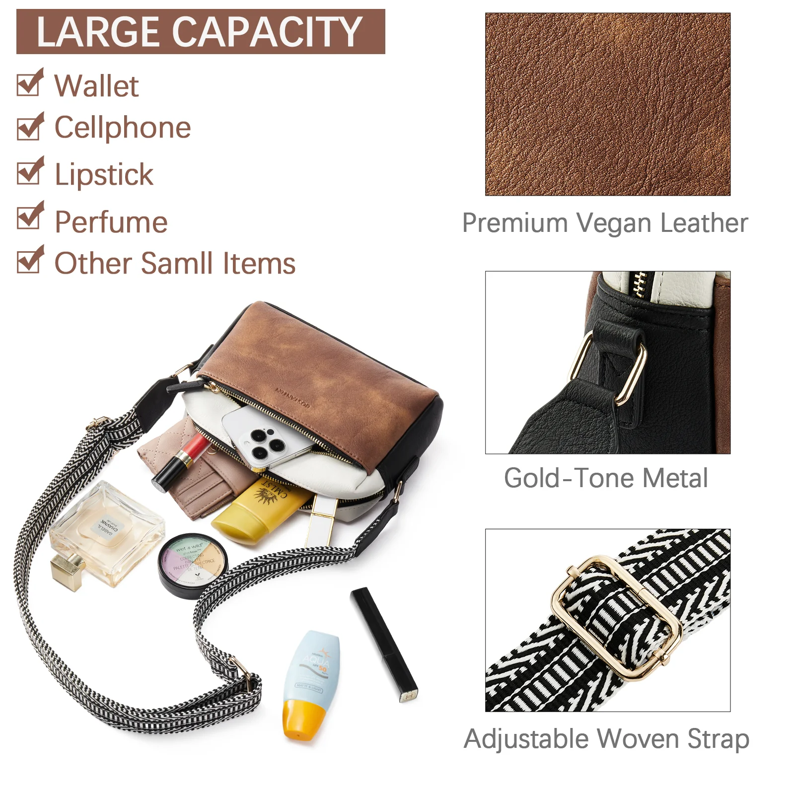 Nola Keep Your Essentials Organized with a Triple Zip Cell Phone Leather Handbag - Image 49