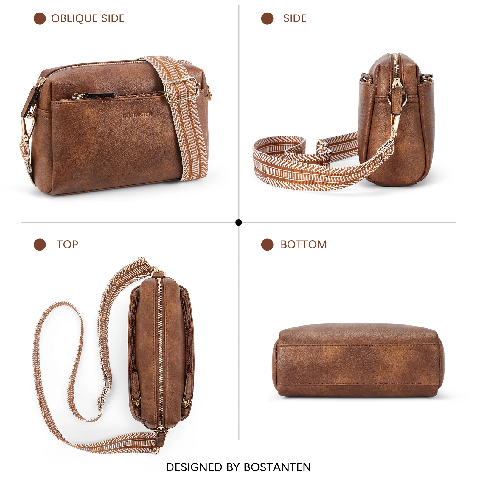 Nola Keep Your Essentials Organized with a Triple Zip Cell Phone Leather Handbag - Image 5