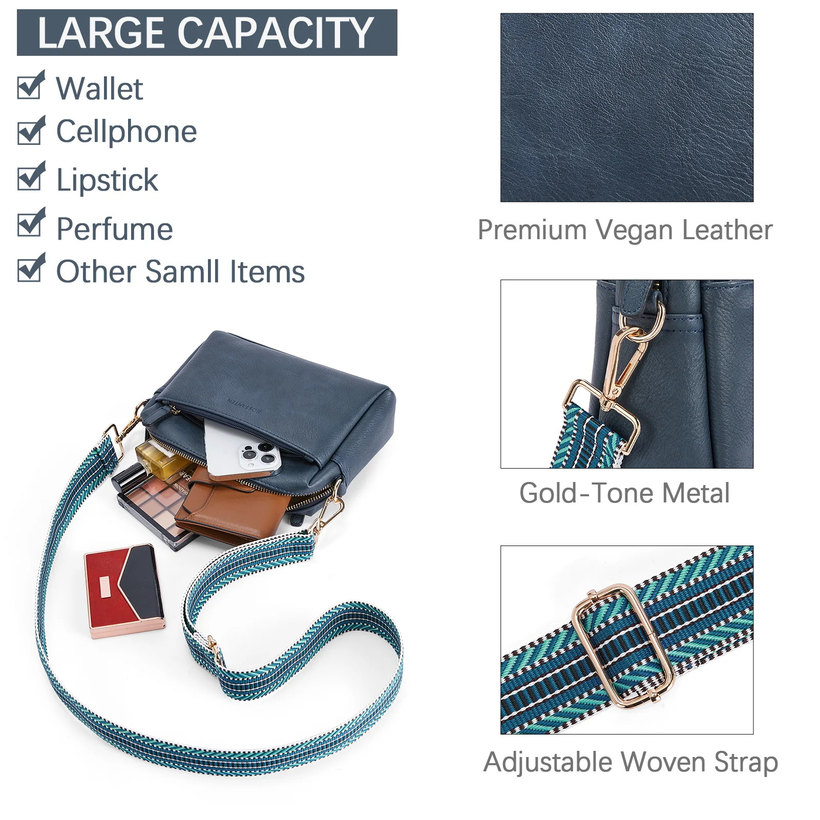 Nola Keep Your Essentials Organized with a Triple Zip Cell Phone Leather Handbag - Image 78