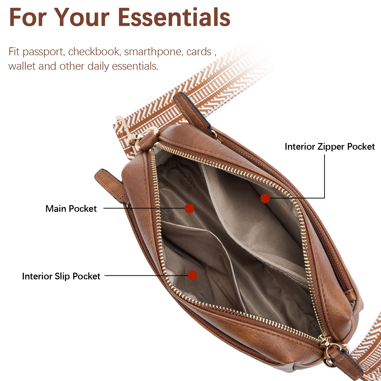 Nola Keep Your Essentials Organized with a Triple Zip Cell Phone Leather Handbag - Image 8