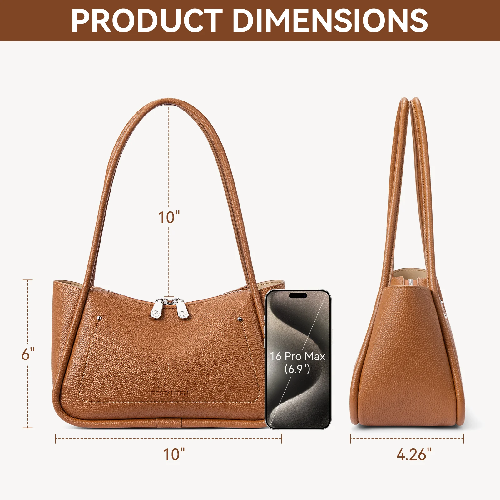 Claire Arc Silhouette Leather Tote Handbag - Image 17