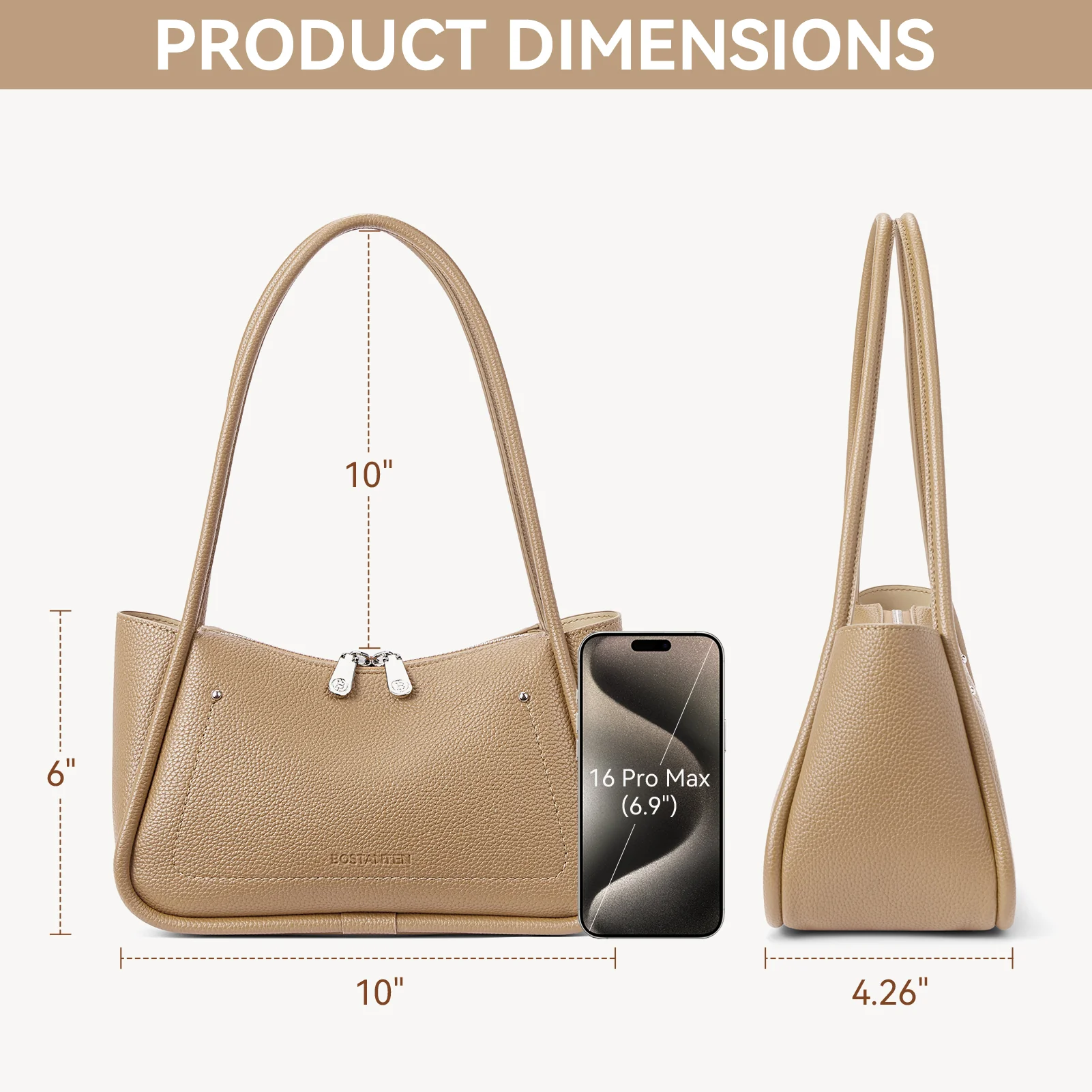 Claire Arc Silhouette Leather Tote Handbag - Image 3